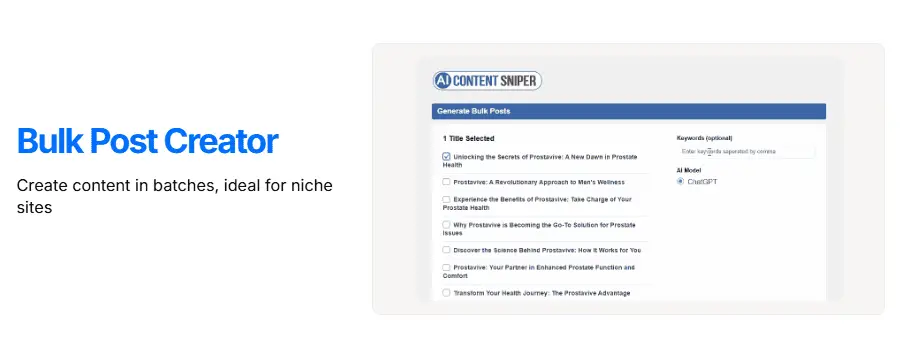 AI Content Sniper Bulk Post Creator